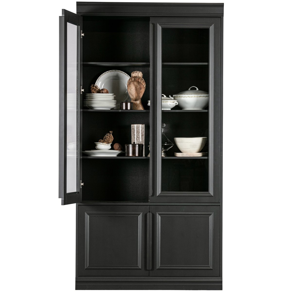 Vitrine en pin et verre ORGANIZE noir mat, WOOOD