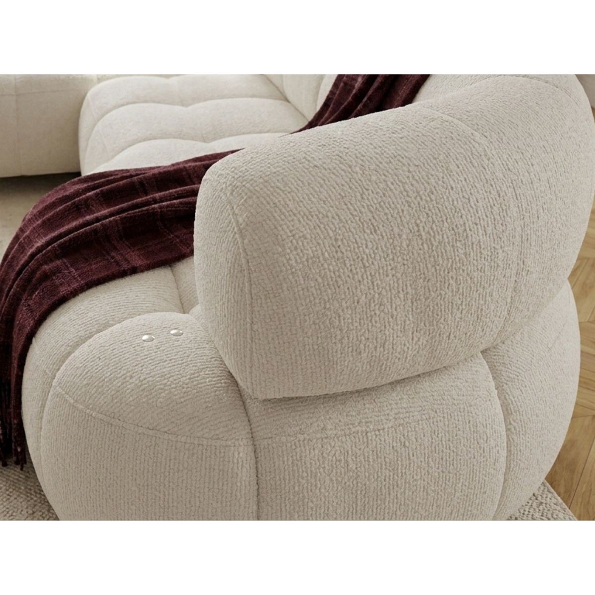 Canapé d'angle convertible 3 places en tissu lisse, LOVELY beige, BOBOCHIC