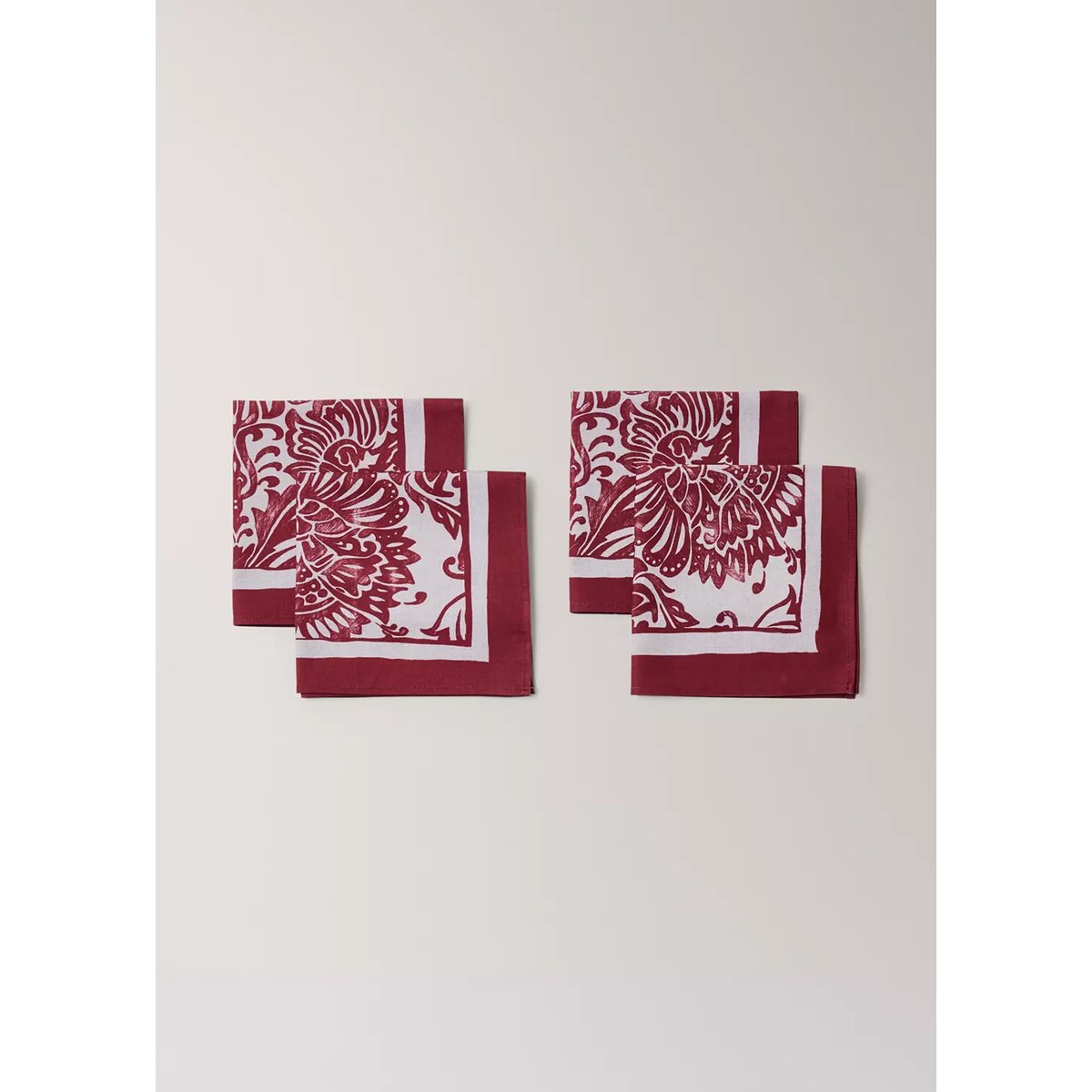 Serviette de table en coton avec détail imprimé rouge, MANGO HOME