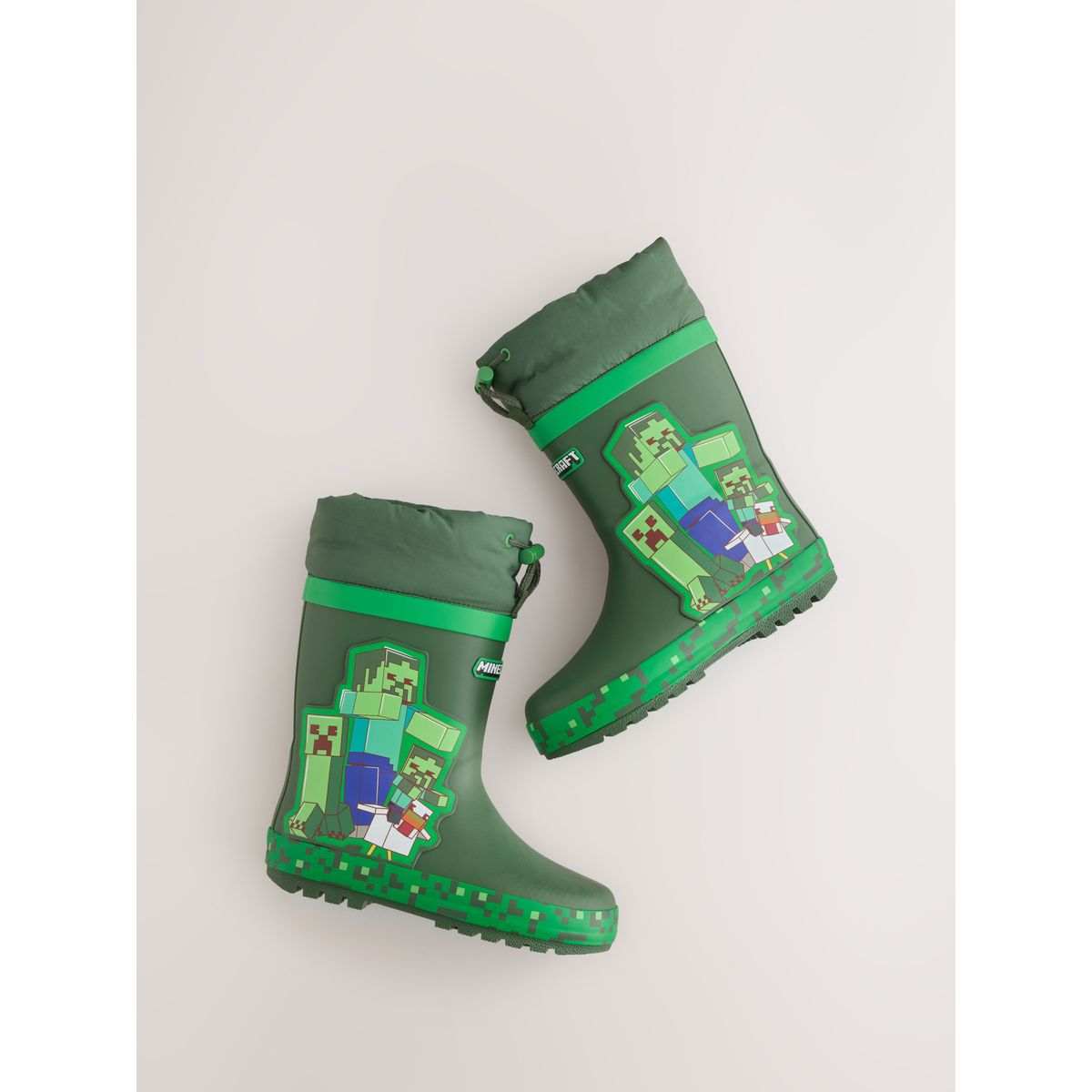 Bottes en caoutchouc à revers minecraft vert, NEXT