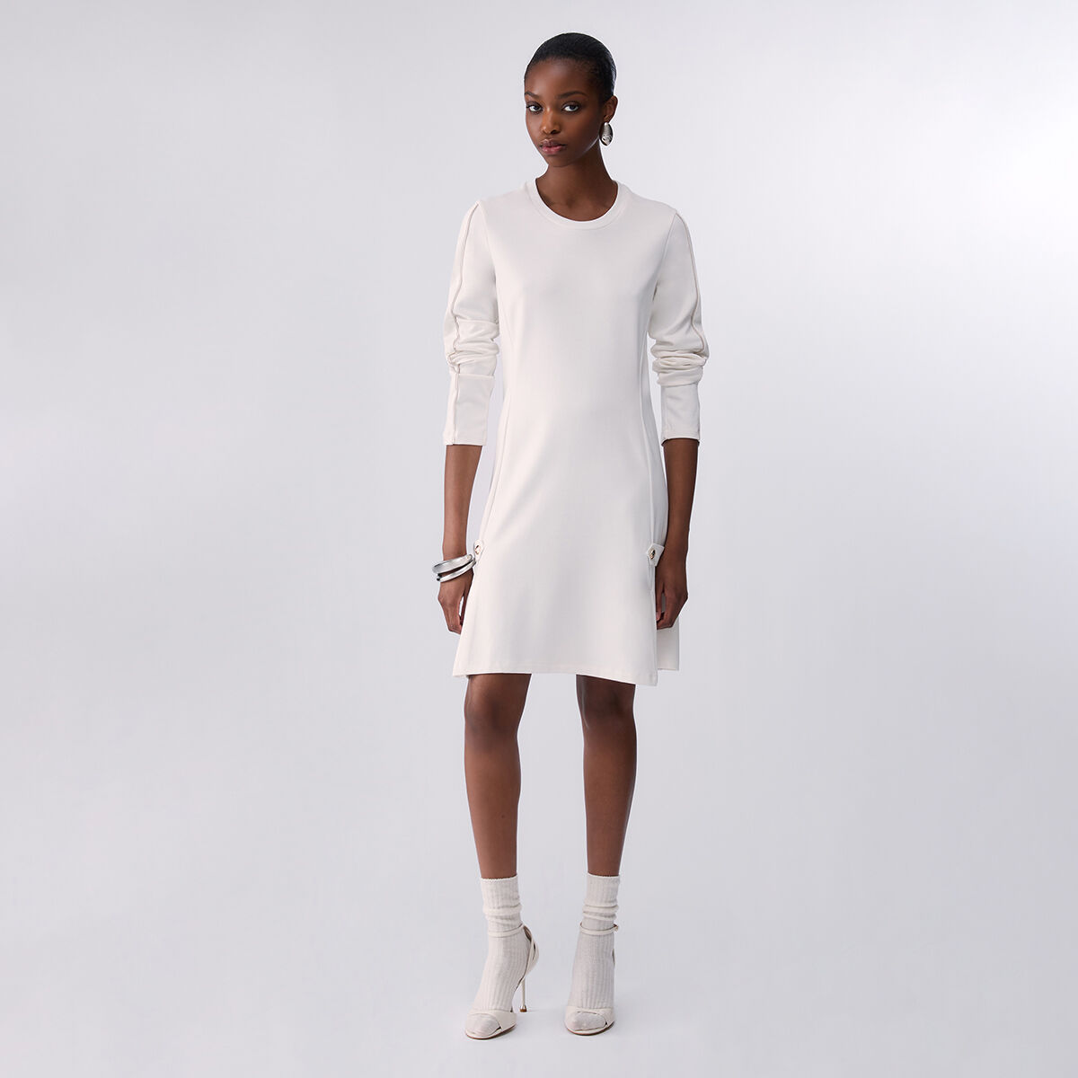 Robe courte en tissu Punto Milano blanc, LIU JO