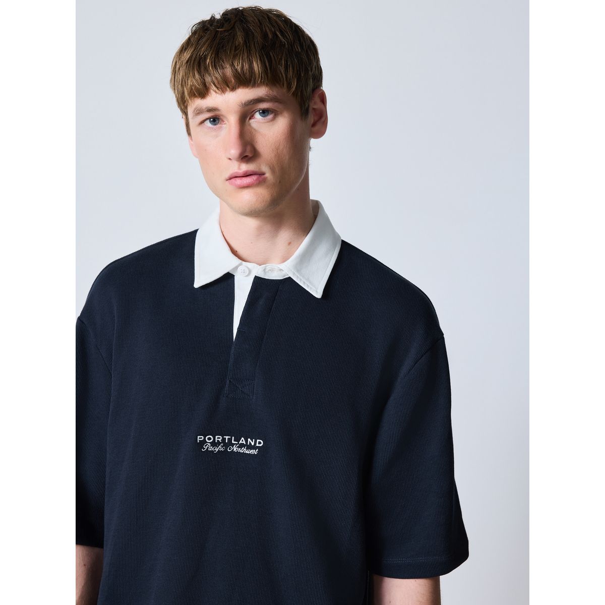Chemise style rugby à manches courtes bleu marine, NEXT