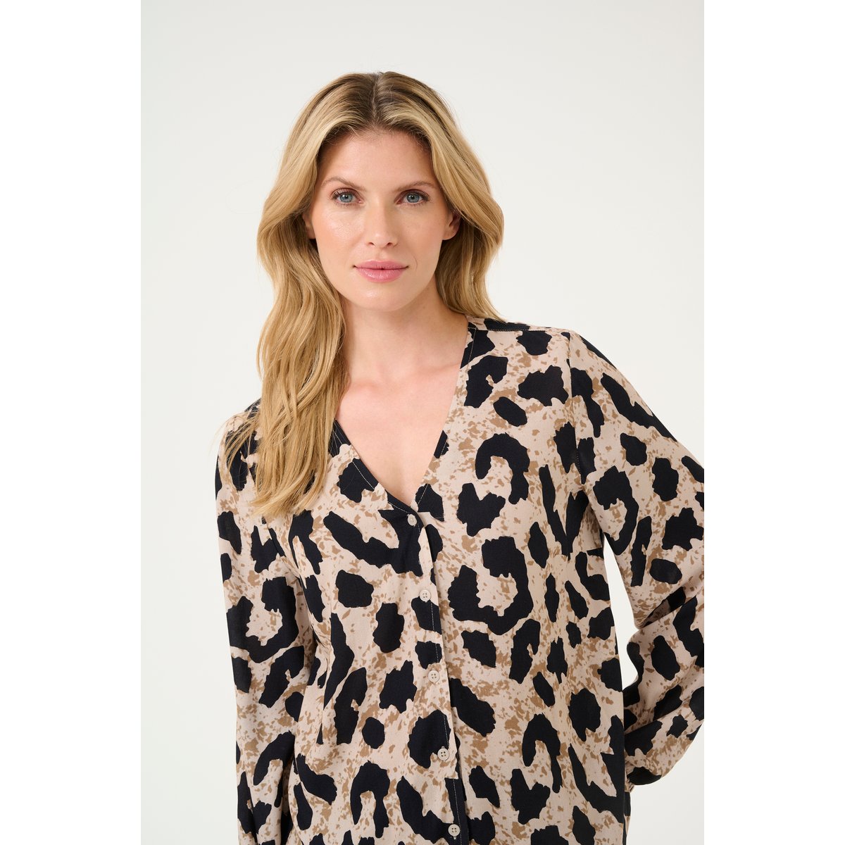 Long sleeved blouse multicoloré animalier, KAFFE