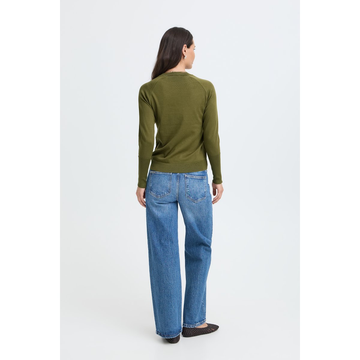 Pull en maille manches longues vert avocado, B.YOUNG