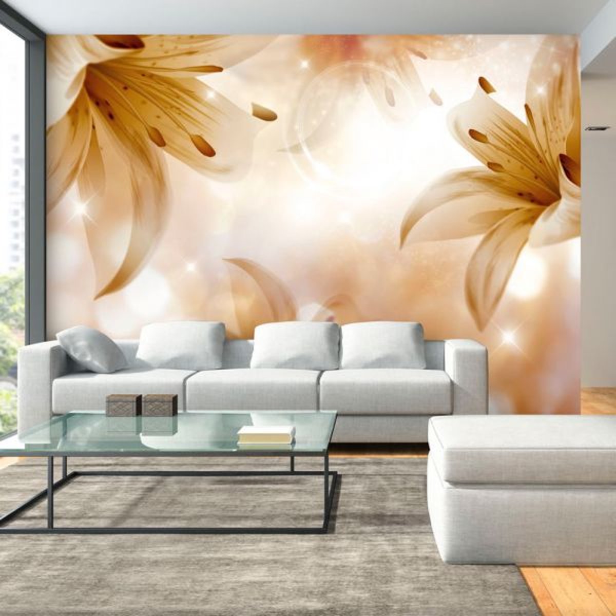 Papier peint intissé panoramique Fleurs Queens of Summer beige, EDEN