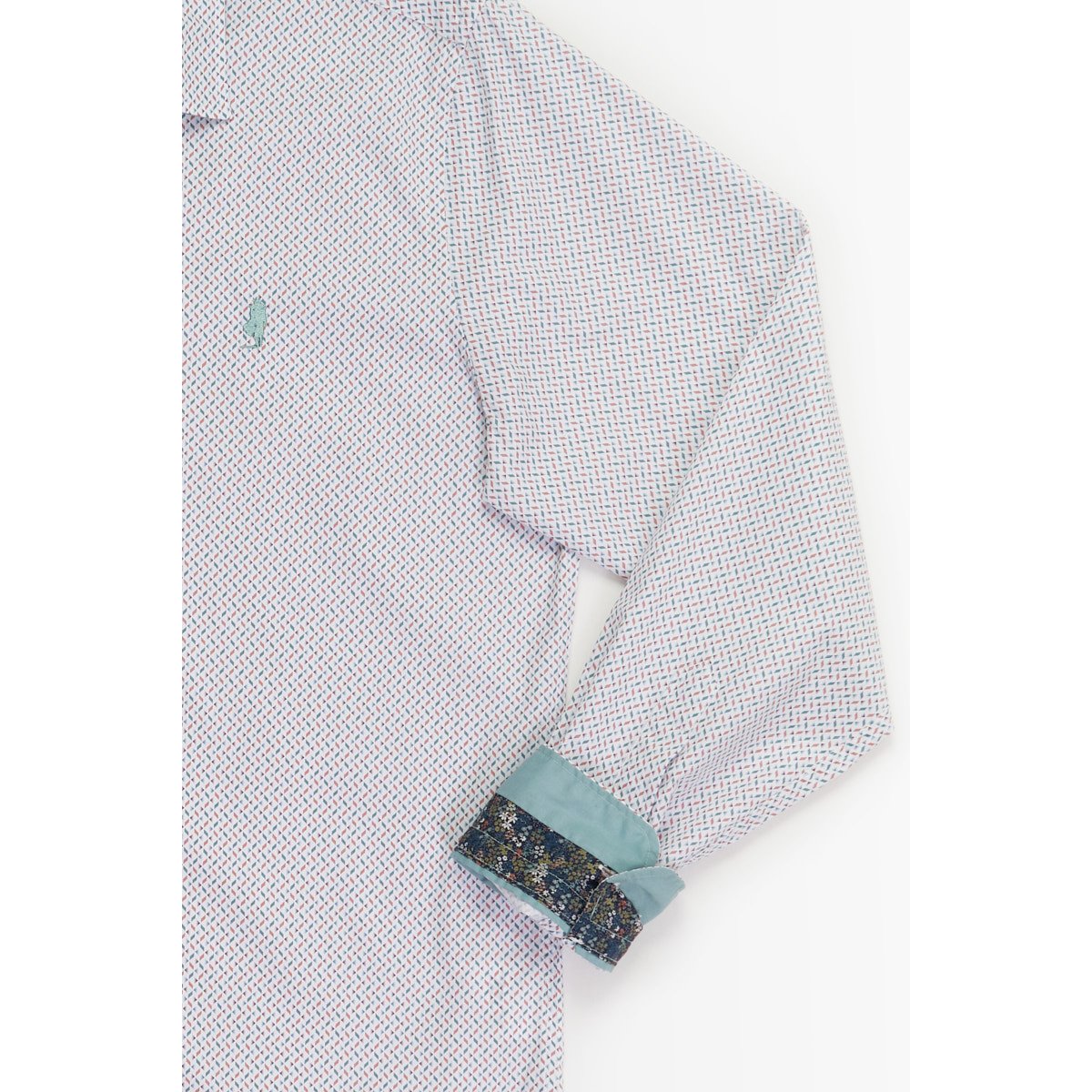 Chemise imprimée à motifs géométriques bleu canard, MCS