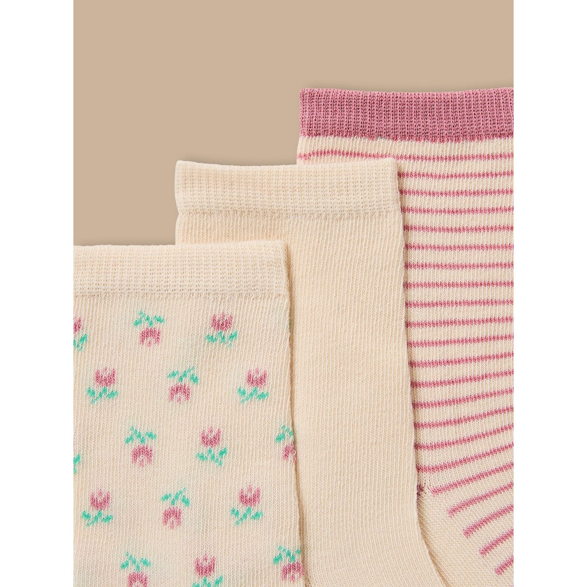 Lot de 3 paires de chaussettes fleurs sorbet, CYRILLUS