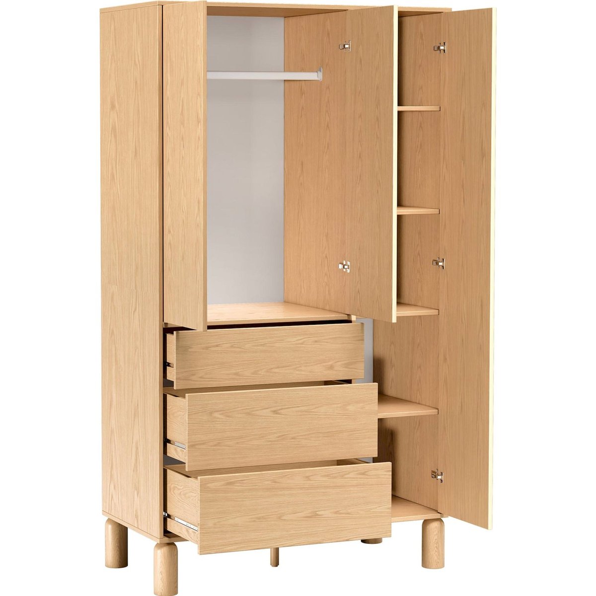 Armoire 3 portes 3 tiroirs collection SANDEN décor chêne bookmatch, RECOLLECTION