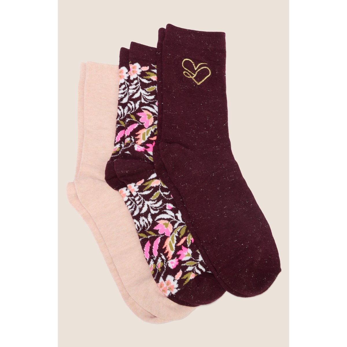 Coffret lot de 3 paires de chaussettes rose, BREAL