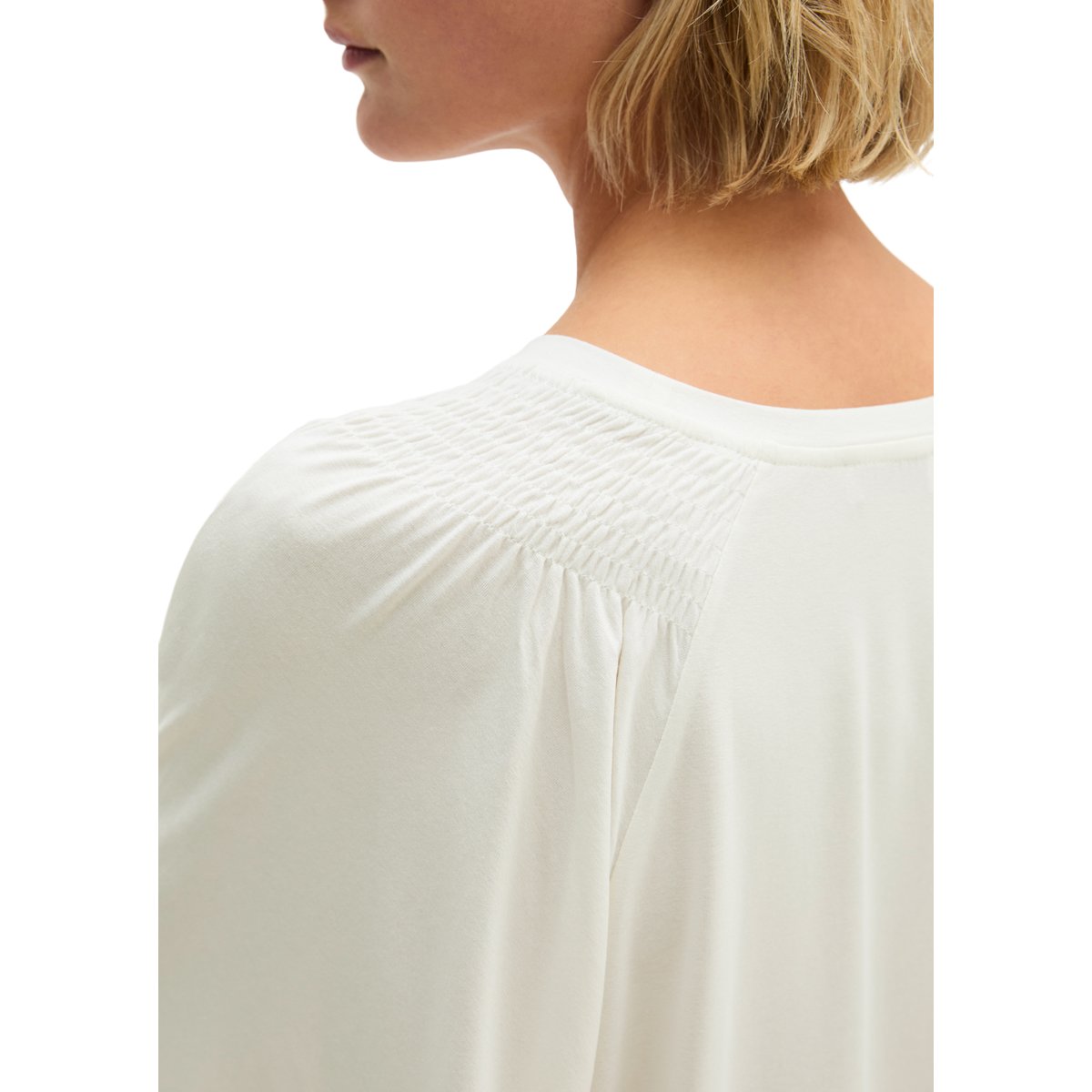 Blouse t-shirt relaxed en LENZING™ ECOVERO™ blanc naturel, MARC O'POLO