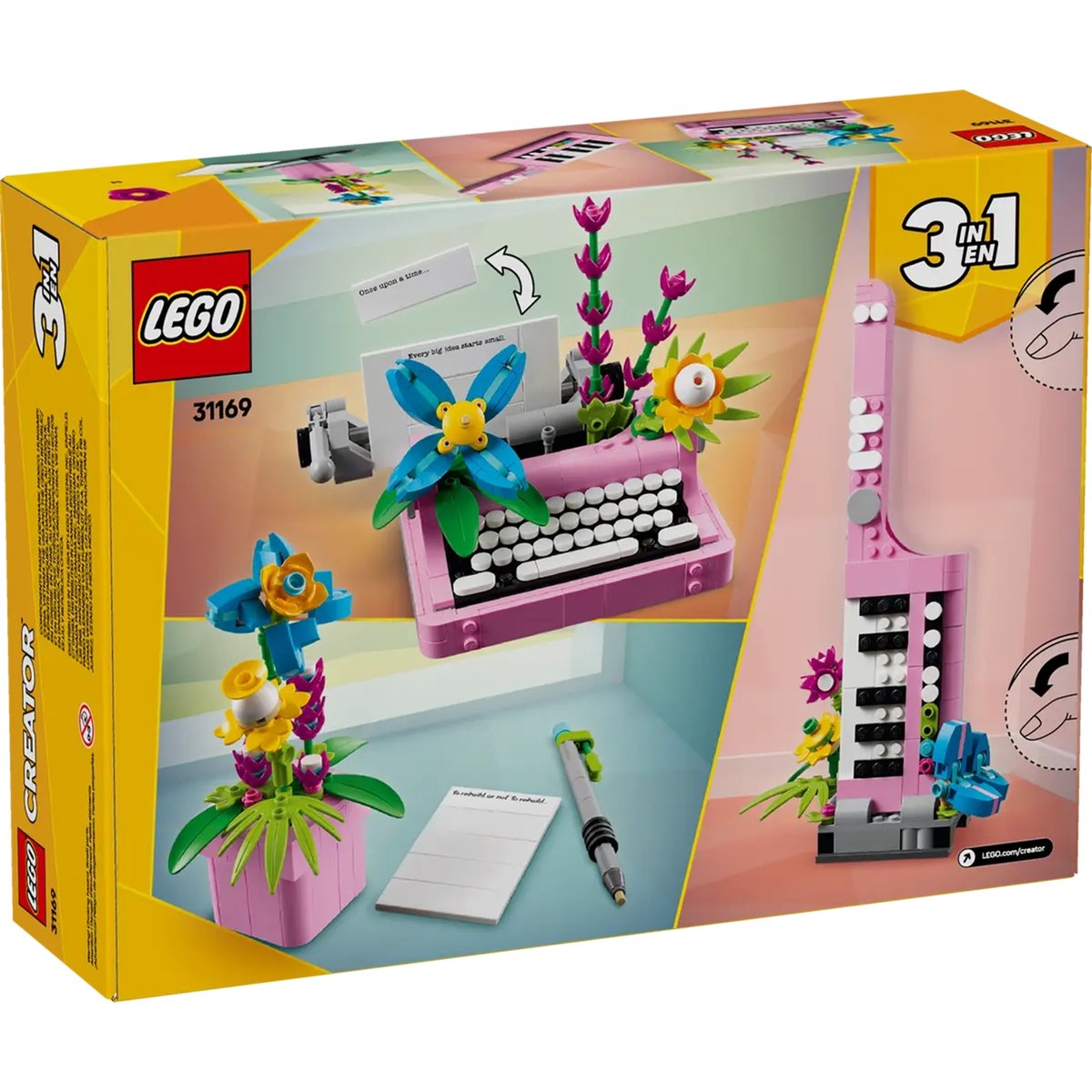 LEGO Creator - Machine à écrire florale 3-en-1 - 31169 pour enfants multicolore, LEGO