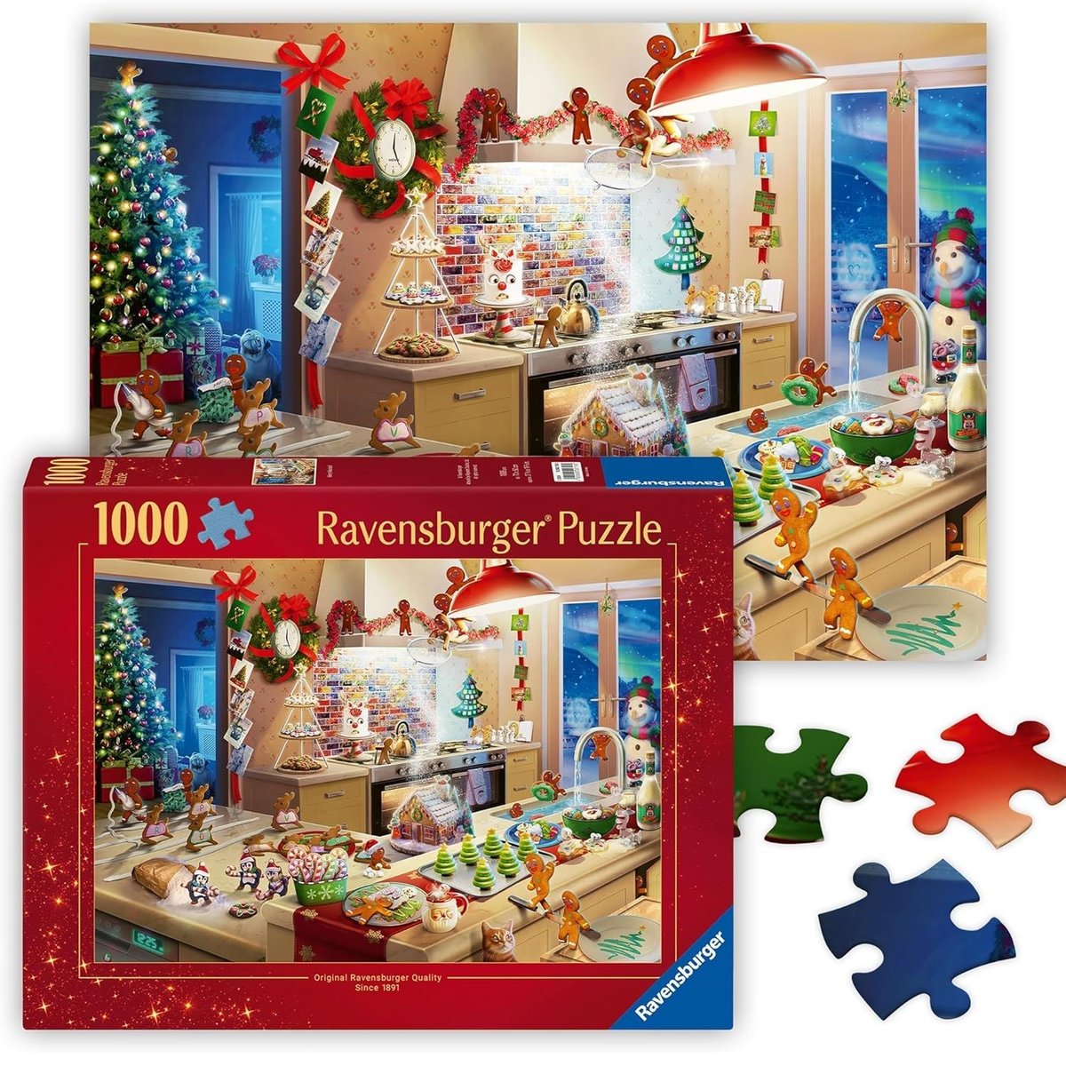 Puzzle Les bonhommes en pain d'épices 1000 pcs rouge, RAVENSBURGER