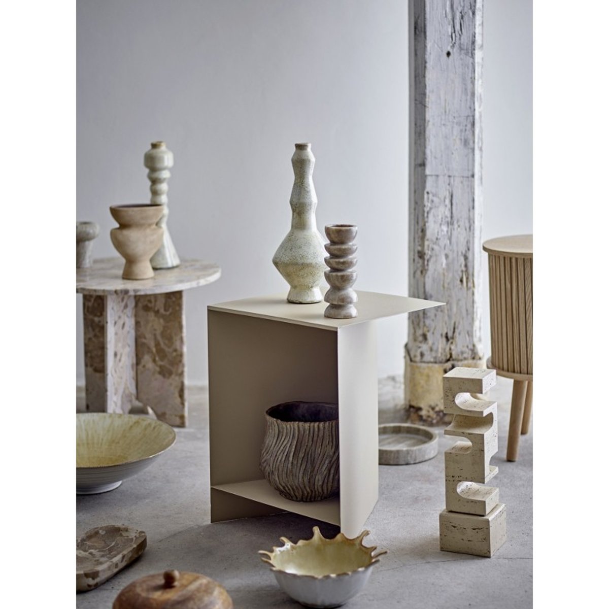 Petite table basse d'appoint design Bloomingvilel Tasha beige, BLOOMINGVILLE