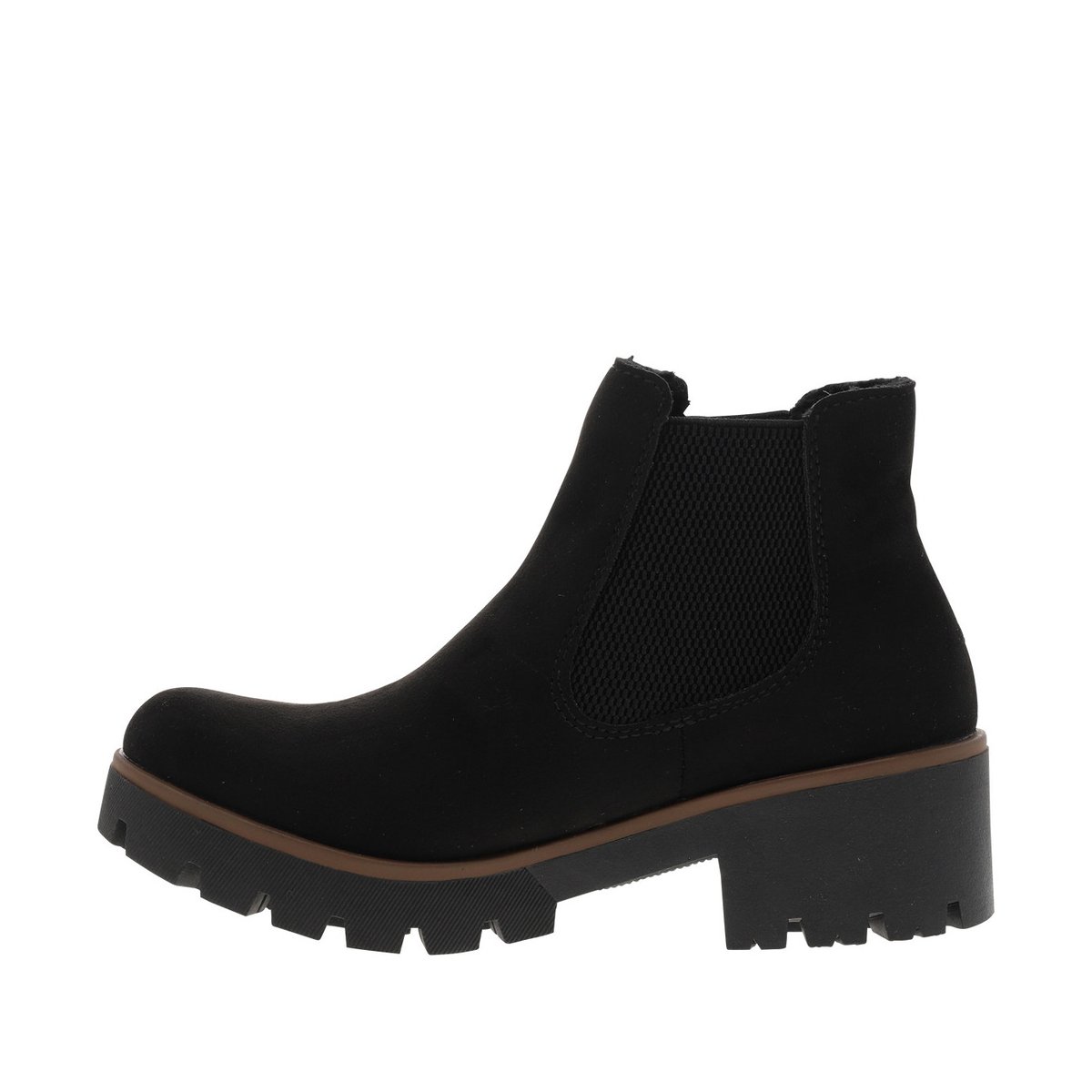 Boots à talon décroché moyen avec des soufflets élastiqués noires, RIEKER
