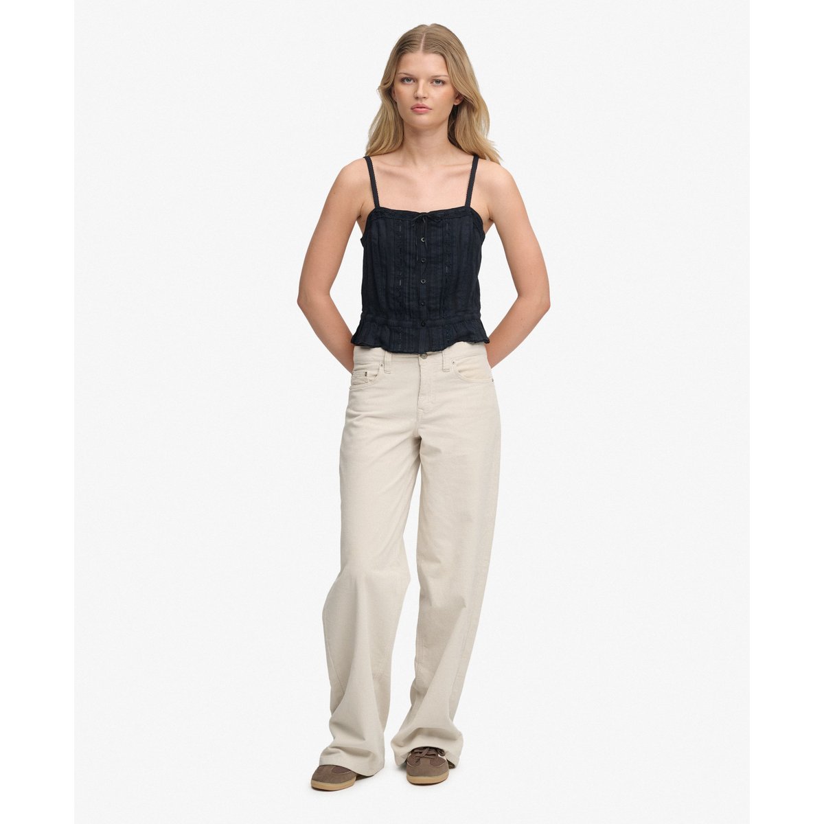 Top à Bretelles en Dentelle bleu marine éclipse, SUPERDRY