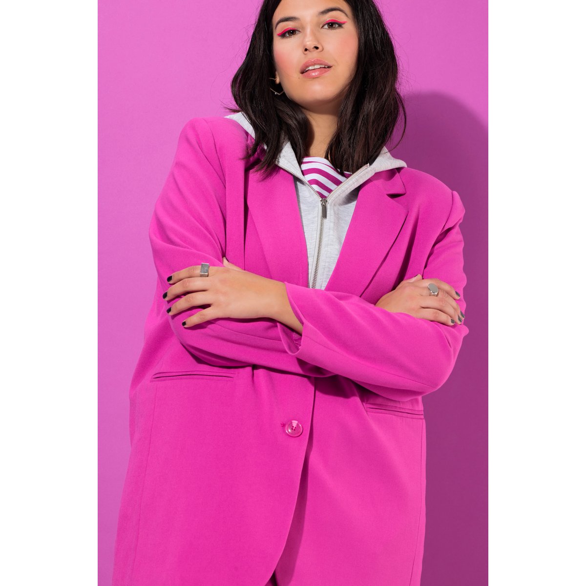 Blazer oversize à capuche, doublure intégrale orchidée, STUDIO UNTOLD