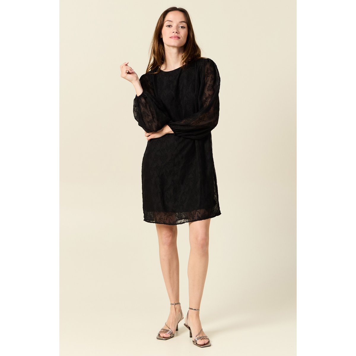 Robe droite manches longues noir, BONOBO