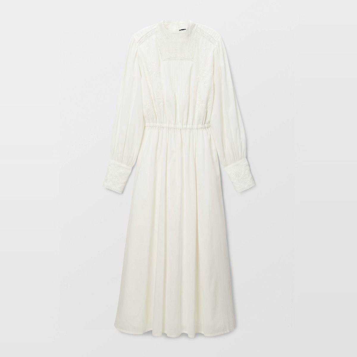 Robe manches longues avec de la dentelle en coton BIO GOTS ecru, MONOPRIX