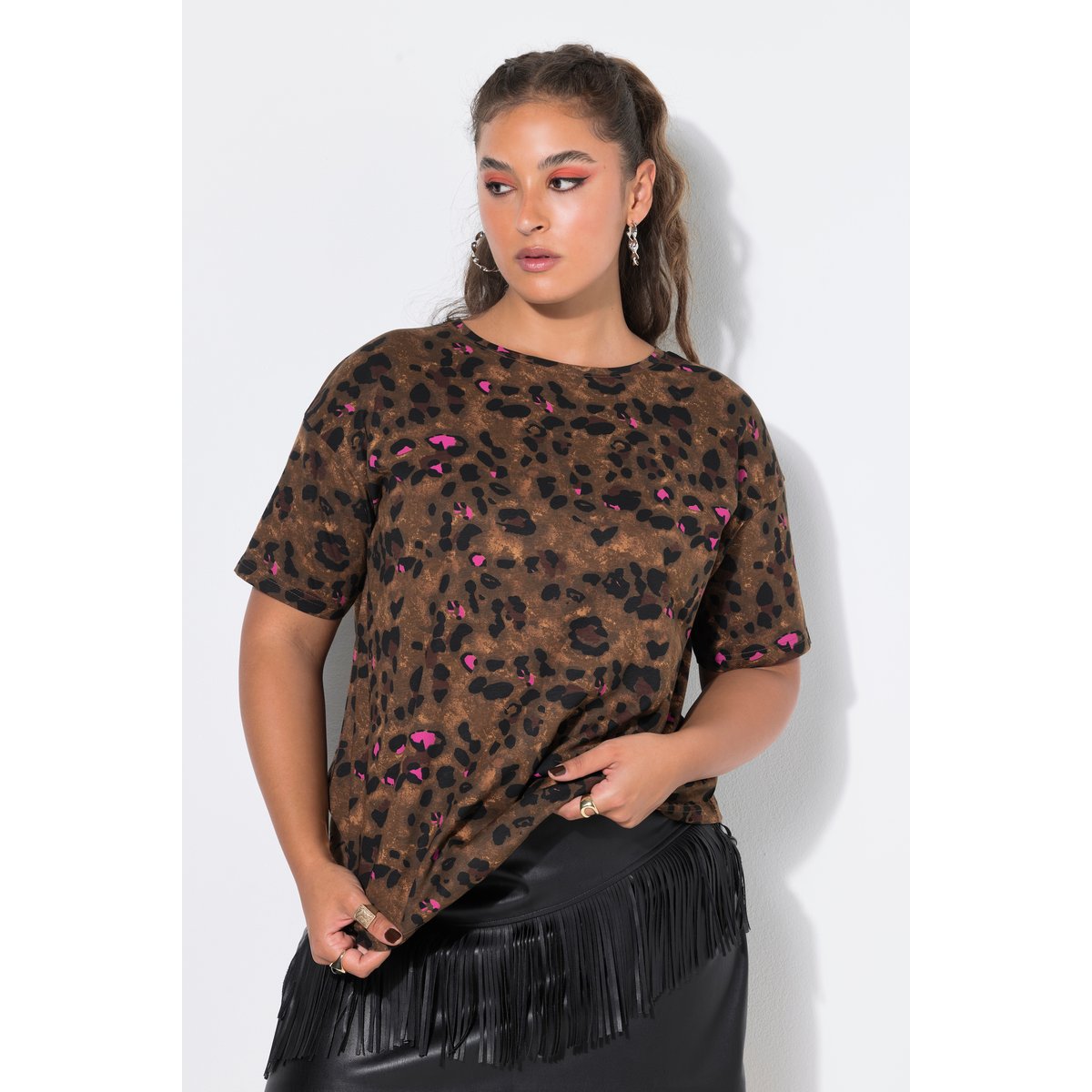 T-shirt oversize, imprimé léopard chameau, STUDIO UNTOLD