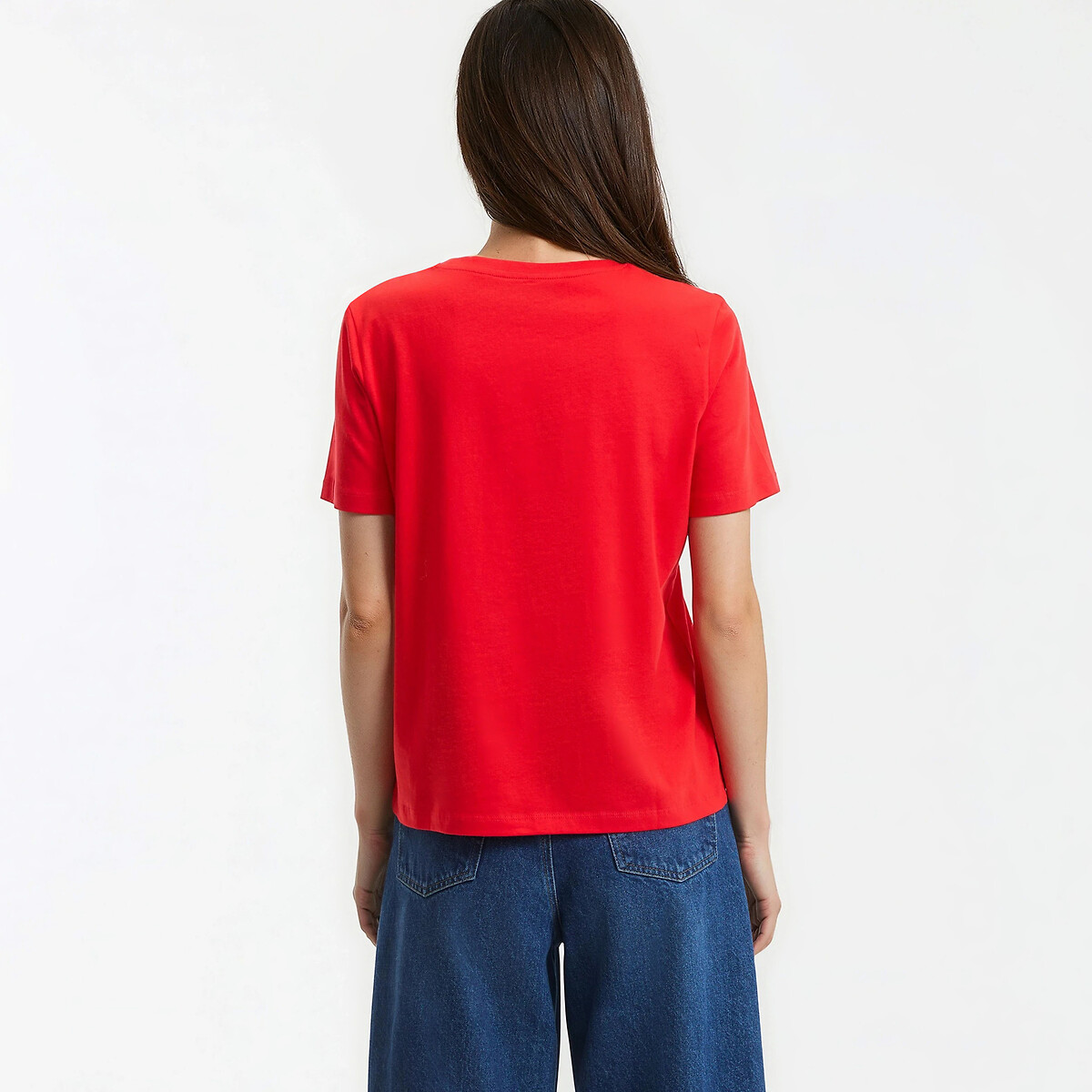T-shirt col rond, manches courtes rouge, LA REDOUTE COLLECTIONS