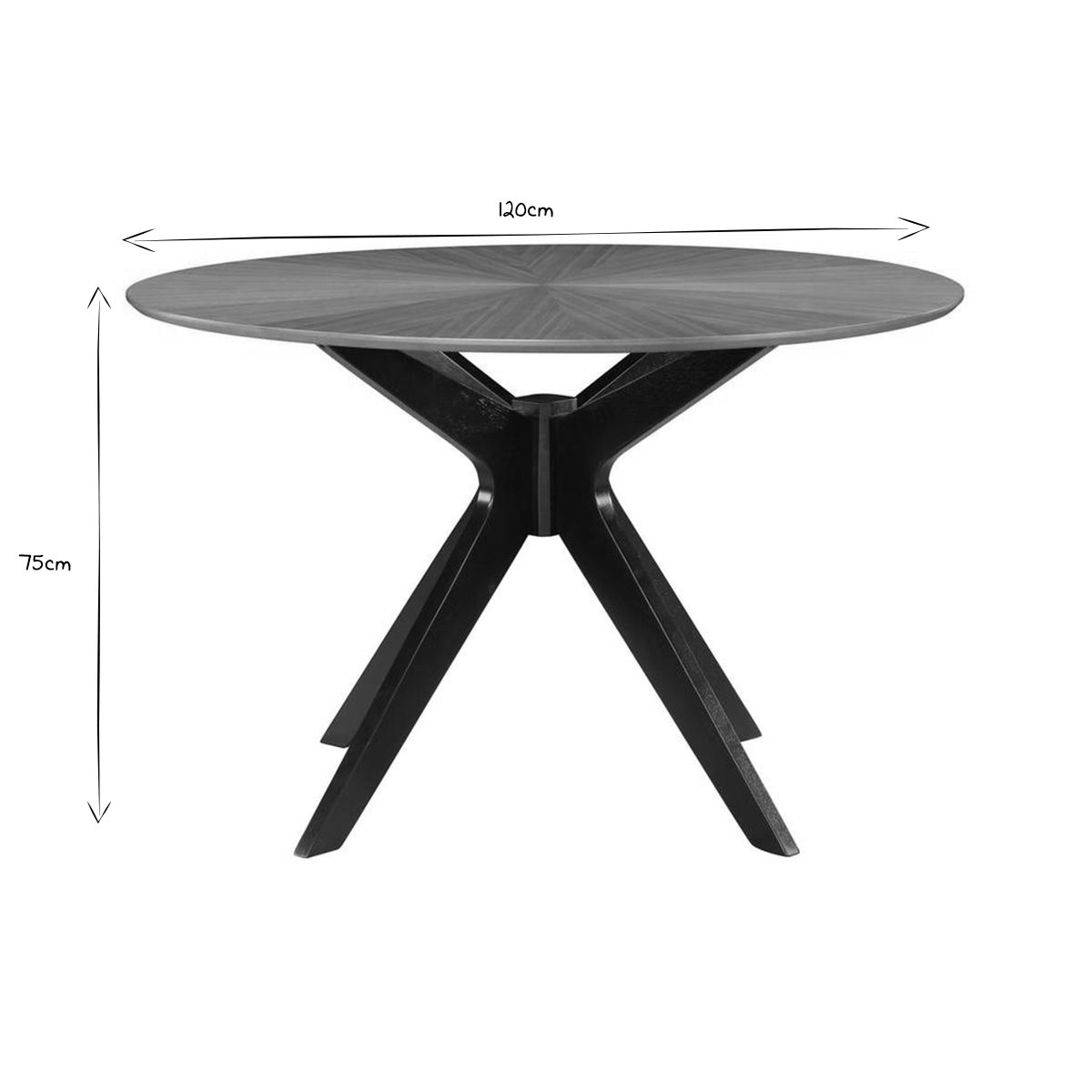 Table à manger design ronde D120 cm DIELLI noyer, MILIBOO