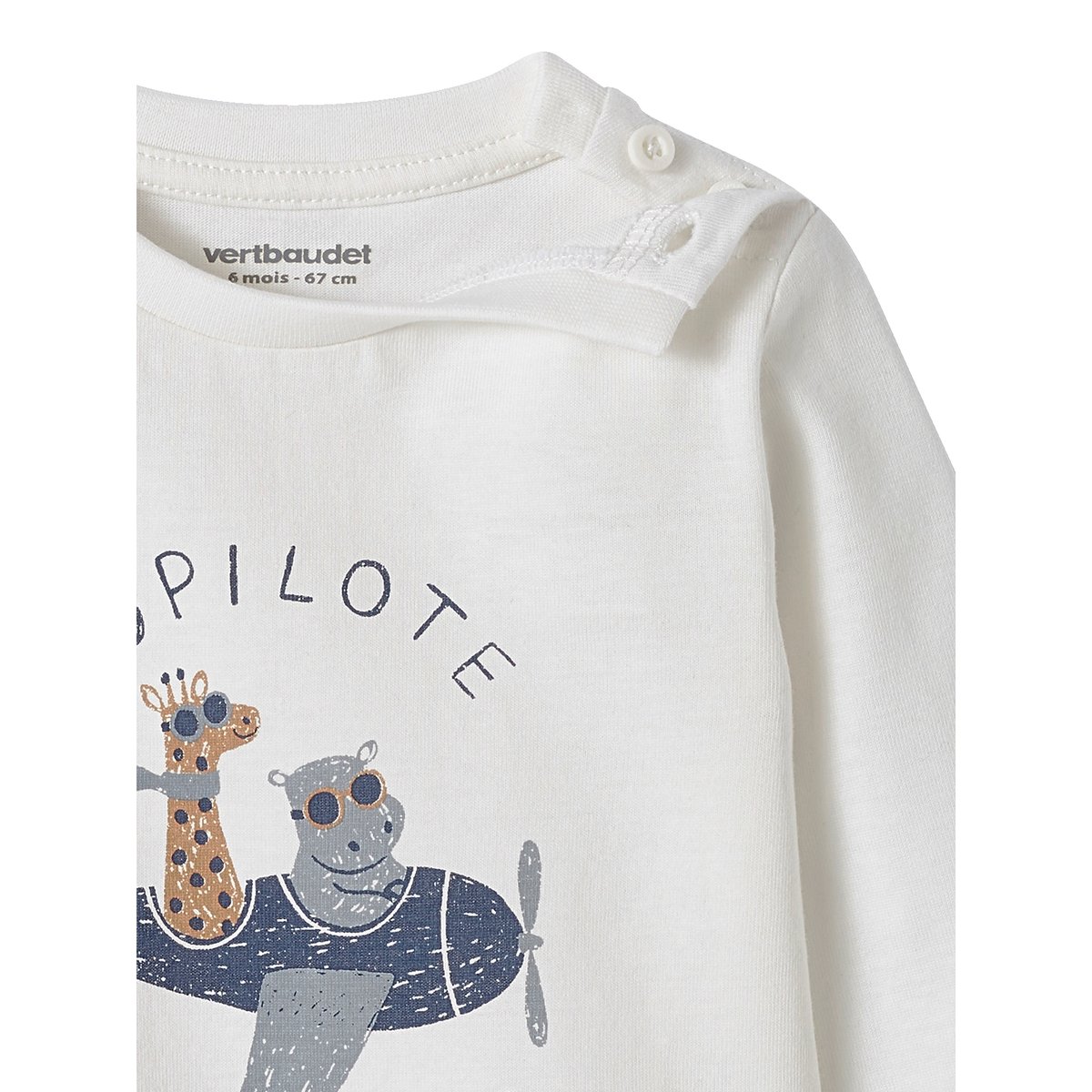 T-shirt fantaisie écru, VERTBAUDET