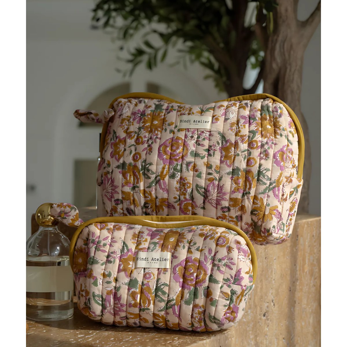 Trousse toilette imprimée GOA rose sorbet, BINDI ATELIER