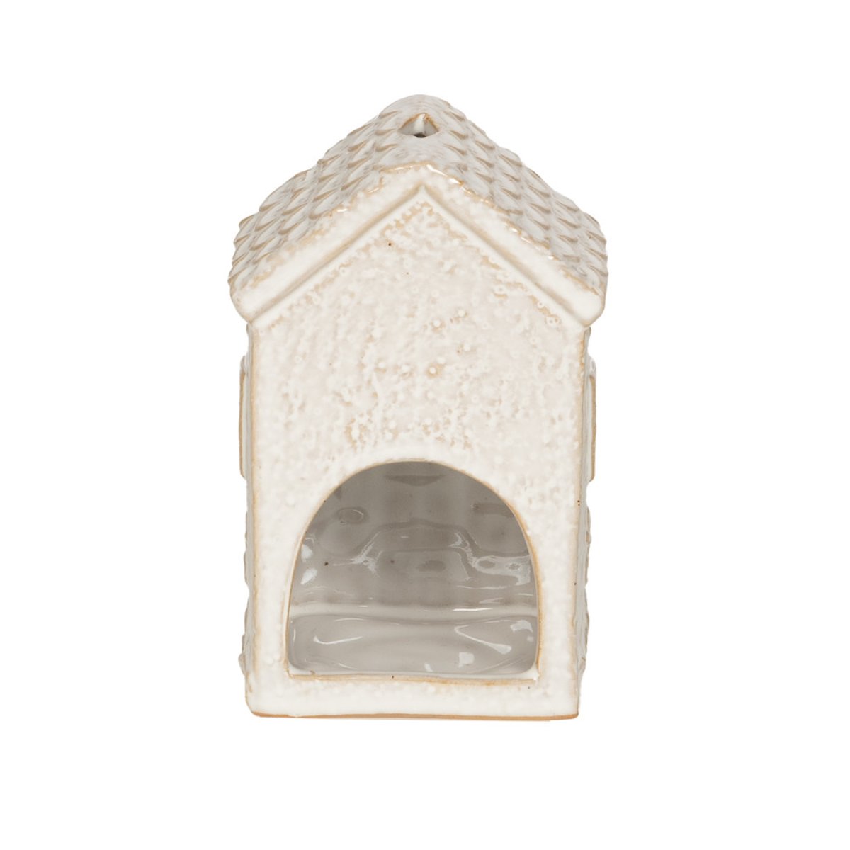 Photophore maison  H7,4 cm en céramique blanc, AMADEUS