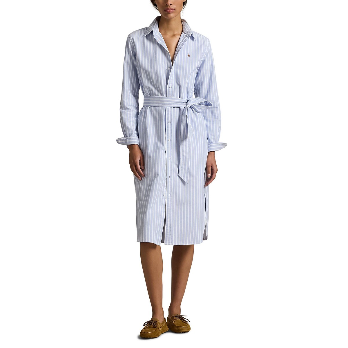 Vestido estilo camisa às riscas com cinto riscas azuis/brancas, POLO RALPH LAUREN