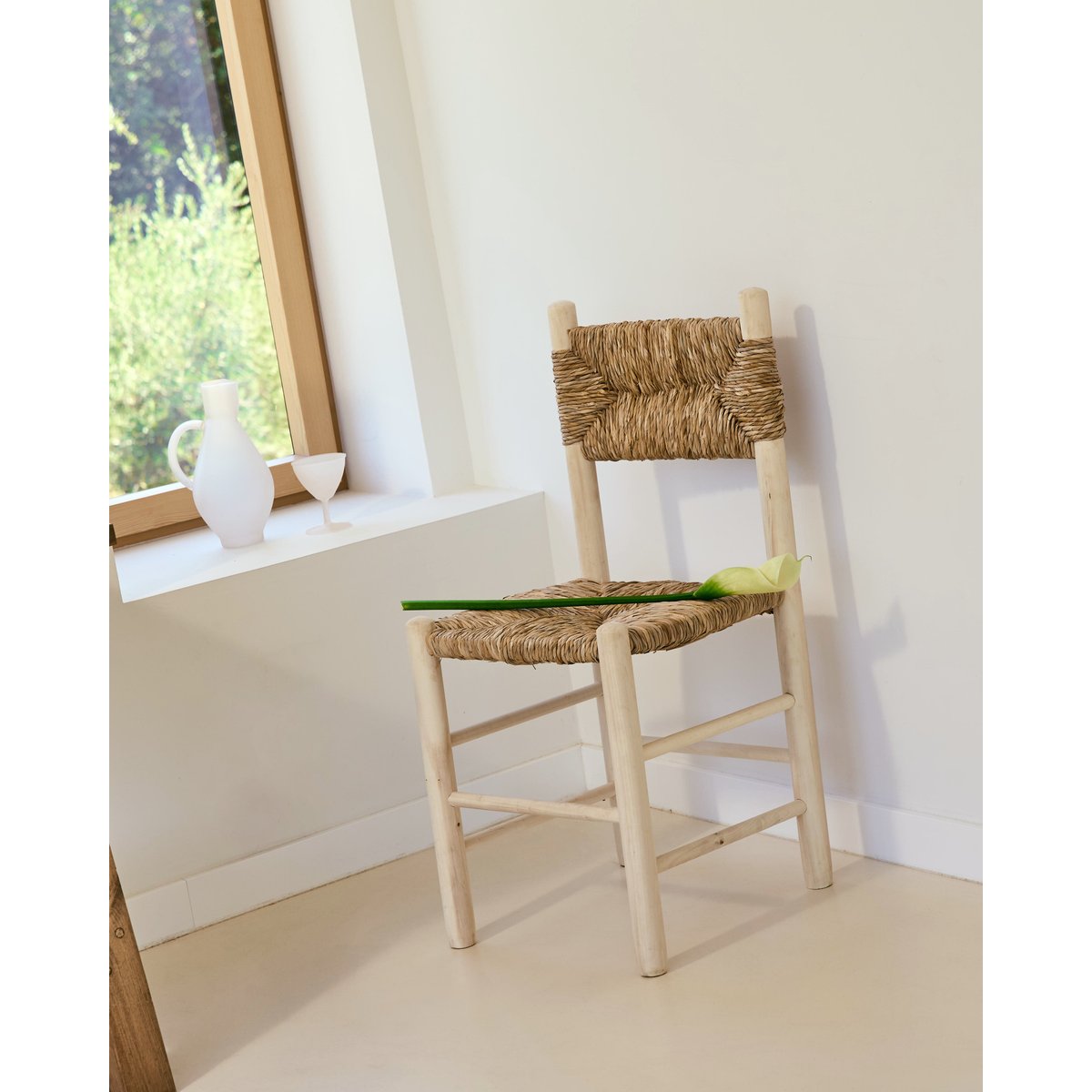 Chaise en bois de peuplier et en osier - LAKOTA marron, HANNUN