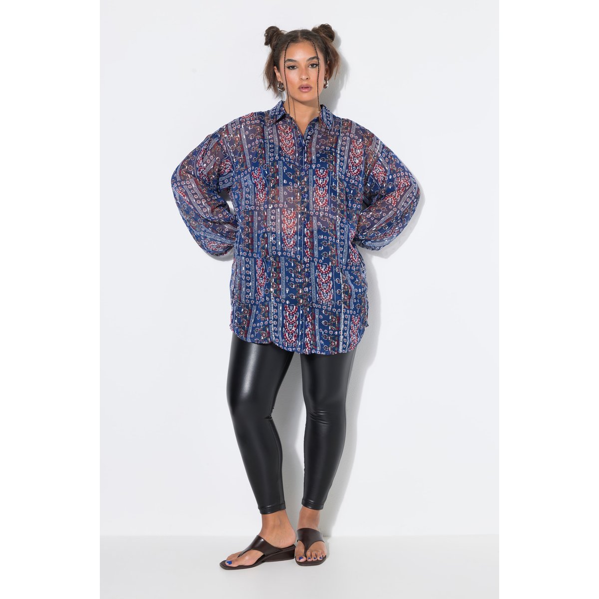 Blouse en mousseline, coupe Loose Shape marine, STUDIO UNTOLD