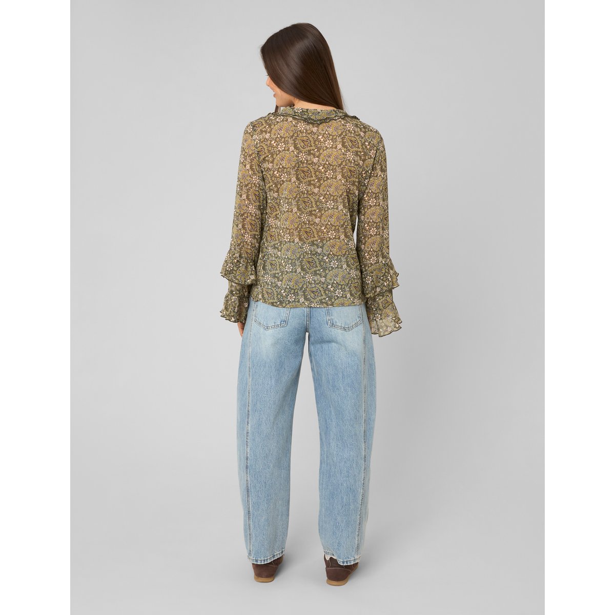 Blouse imprimée volantée multicolore, BZB