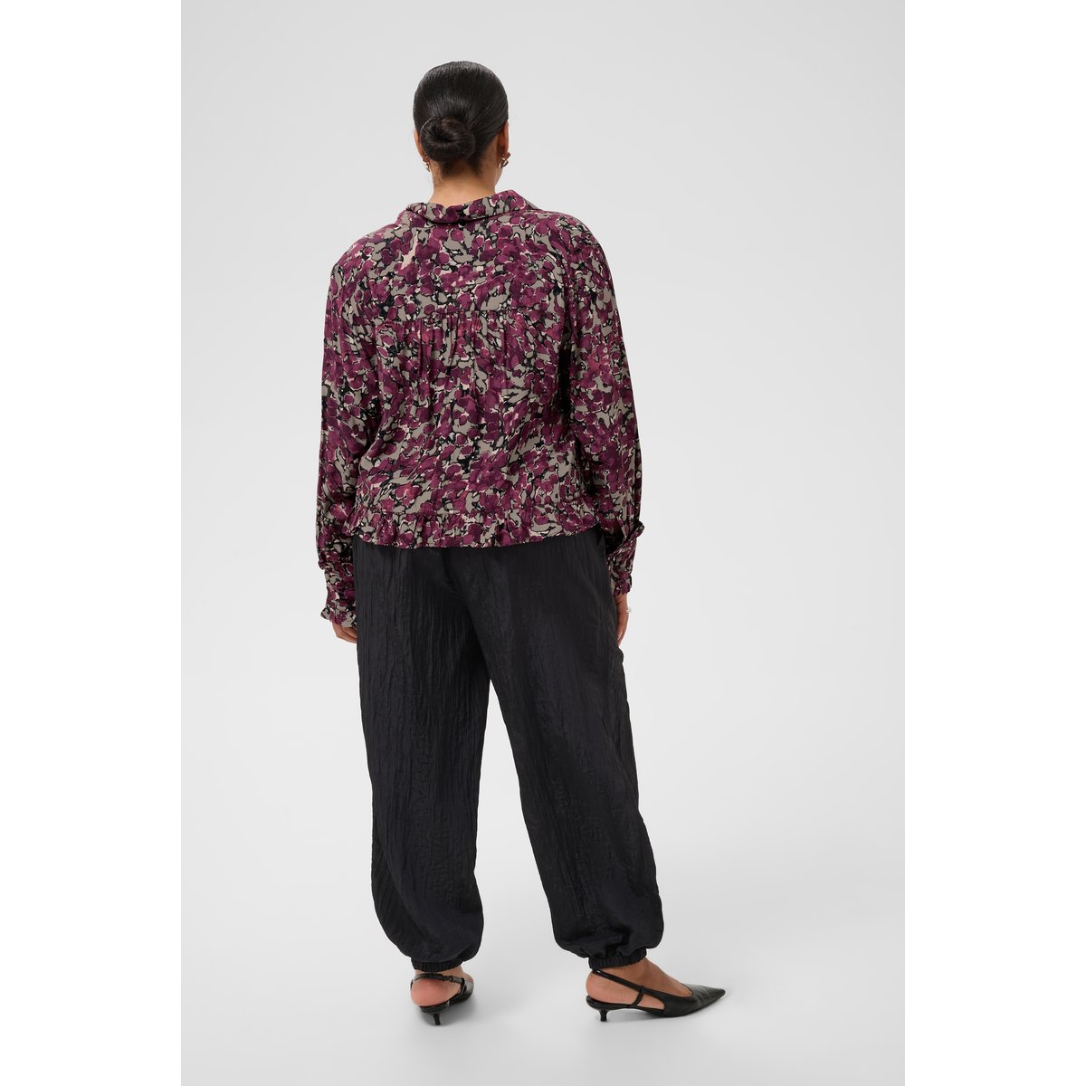 Chemise à manches longues marron fudge abstract animal, KAFFE CURVE