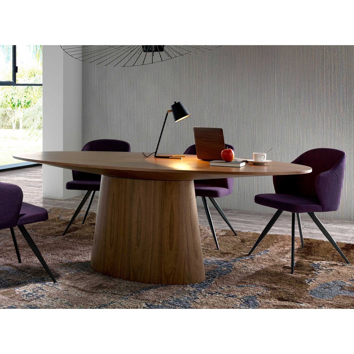 Table à manger ovale noyer walnut, ANGEL CERDA