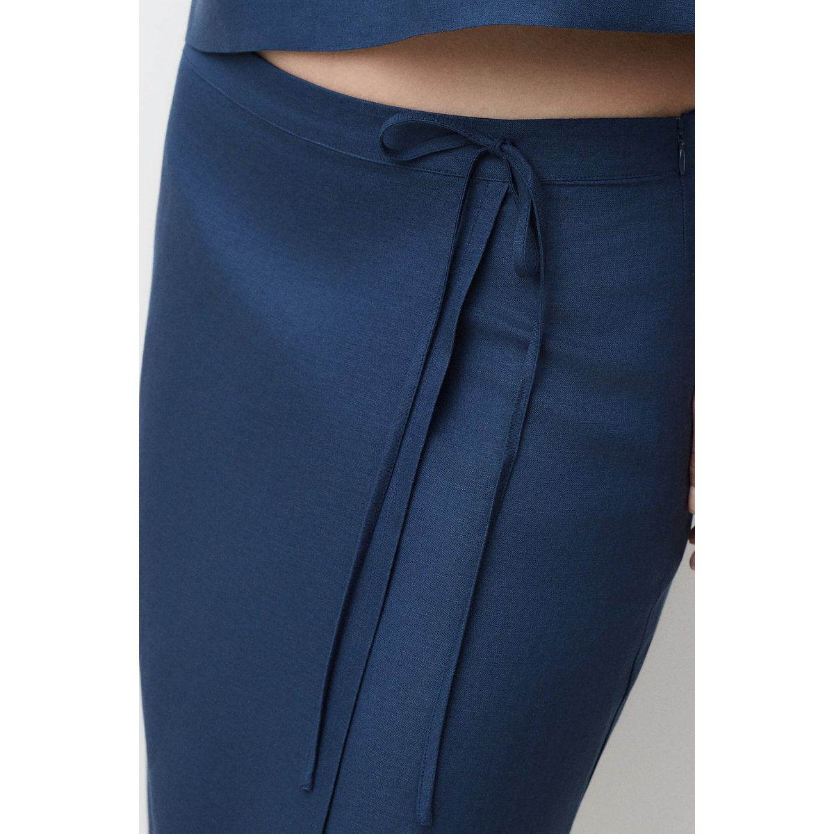 Chemise cropped en lin CINA bleu, CAROLL