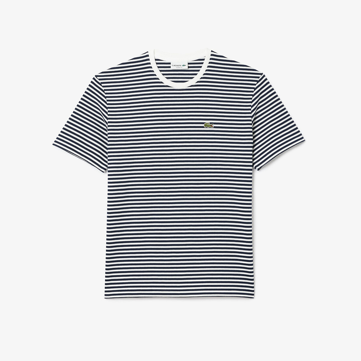 T-shirt coton épais rayé blanc-522, LACOSTE