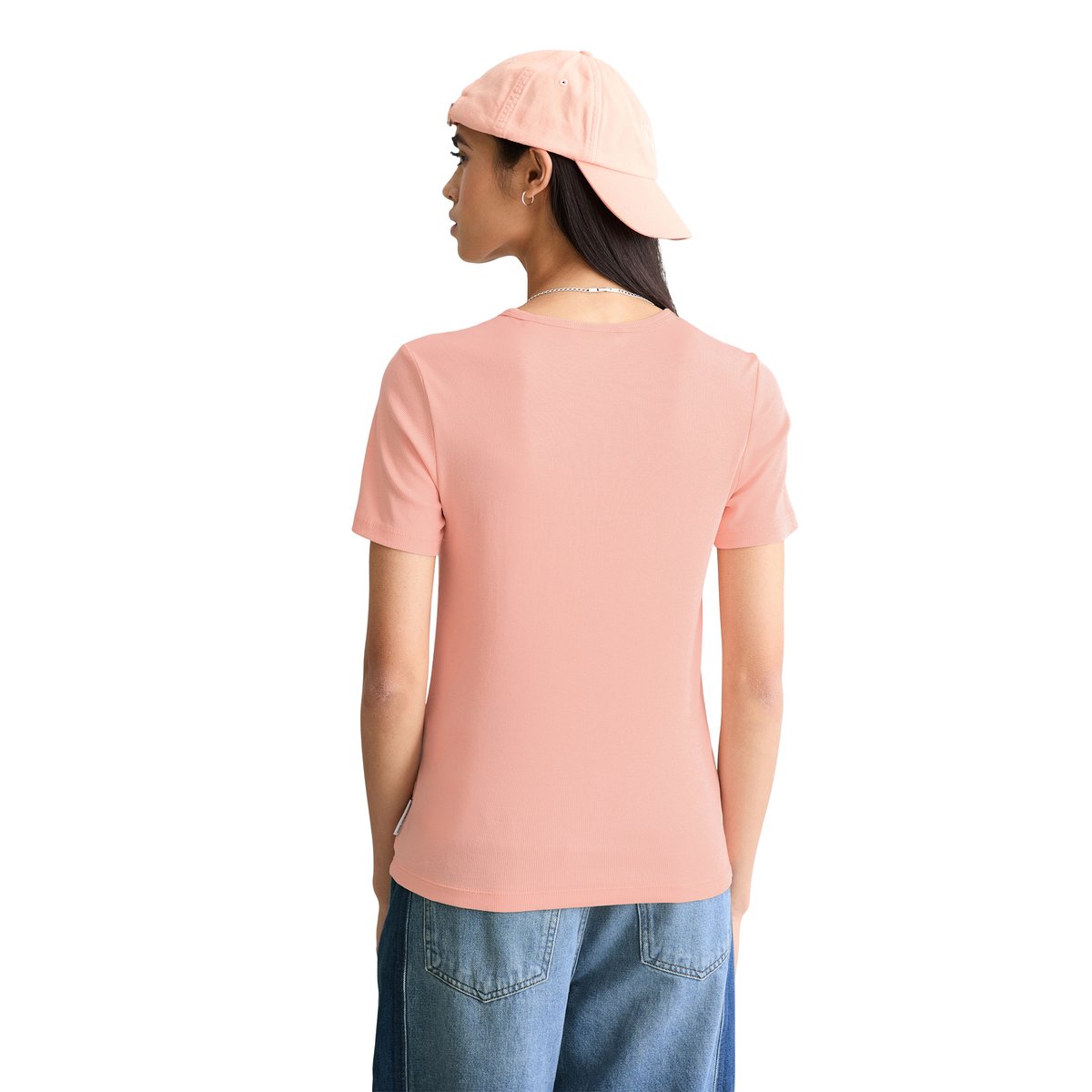 T-shirt slim en jersey côtelé doux rose pale, MARC O’POLO DENIM