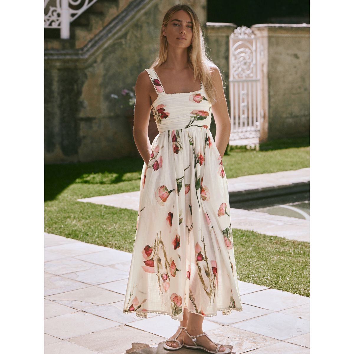 Robe mi-longue d'été blanc/violet, NEXT