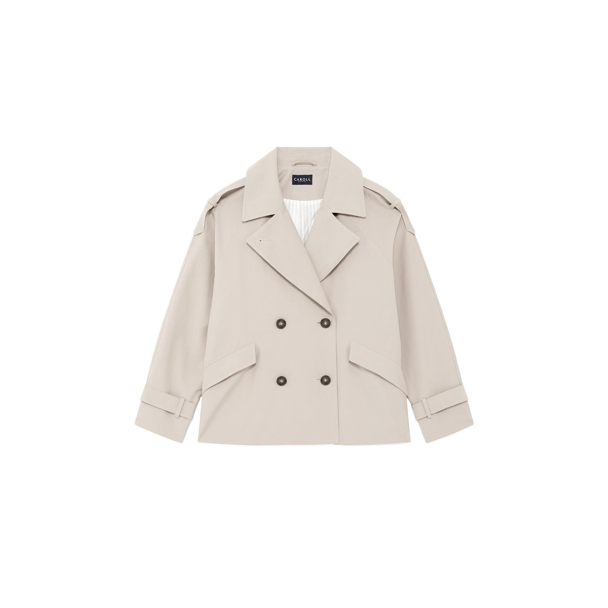 Trench court col tailleur GOURMAND sable, CAROLL