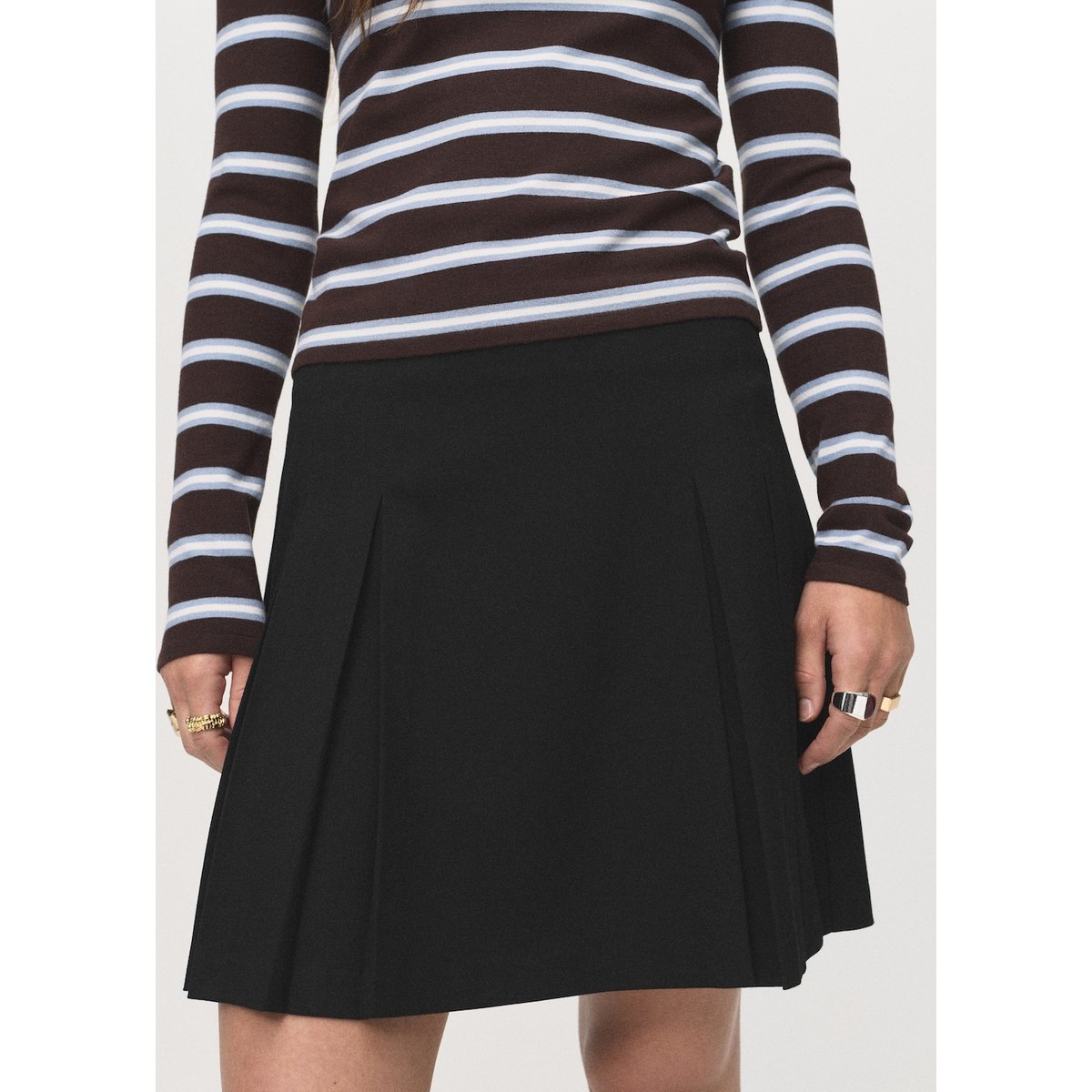 Minijupe plissée noir, MANGO