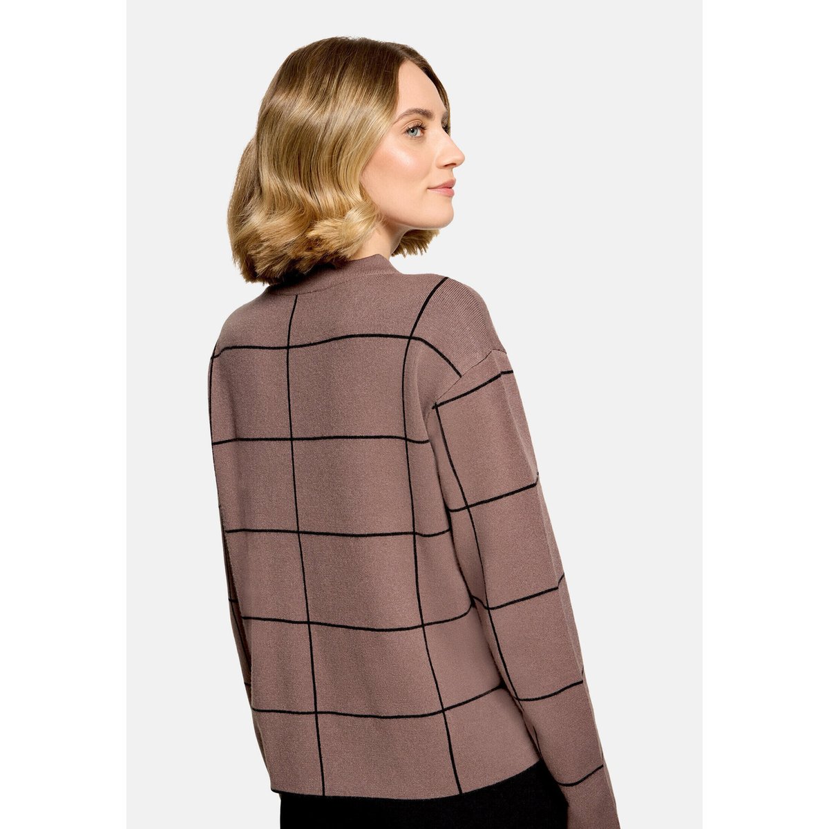 Pull-over en maille à motif jacquard patch taupe/black, BETTY BARCLAY