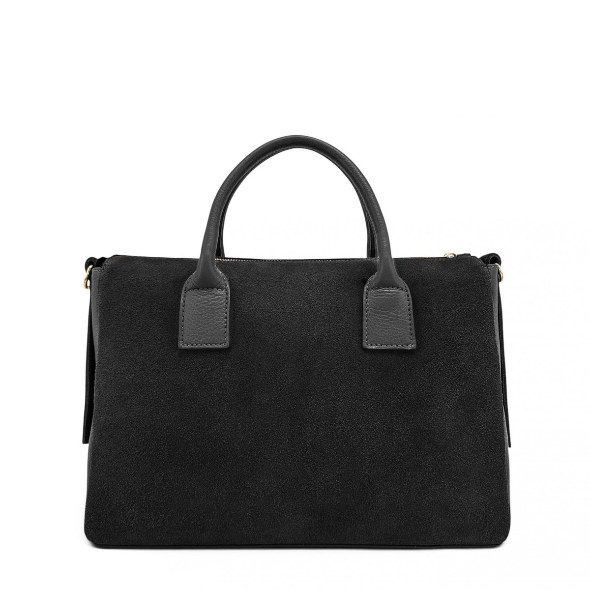 Sac bowling en cuir grainé et croûte de cuir EDITO noir, OH MY BAG