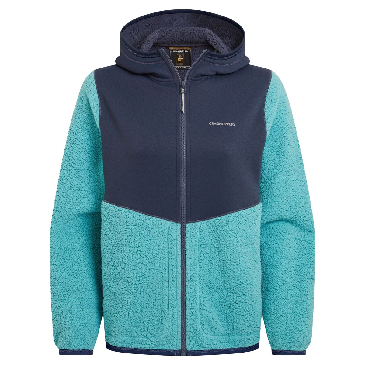 Veste polaire bicolore à capuche TELESTO anthracite / turquoise, CRAGHOPPERS