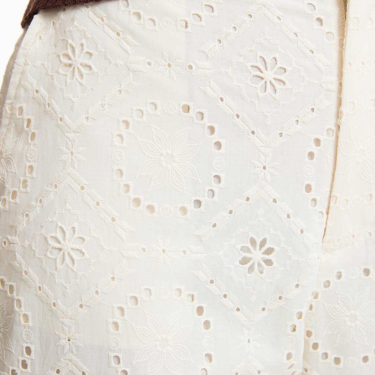 Broderie Anglaise Straight Trousers ivory, LA REDOUTE COLLECTIONS