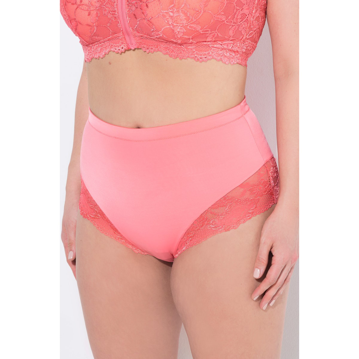Culotte midi, dentelle transparente corail, ULLA POPKEN