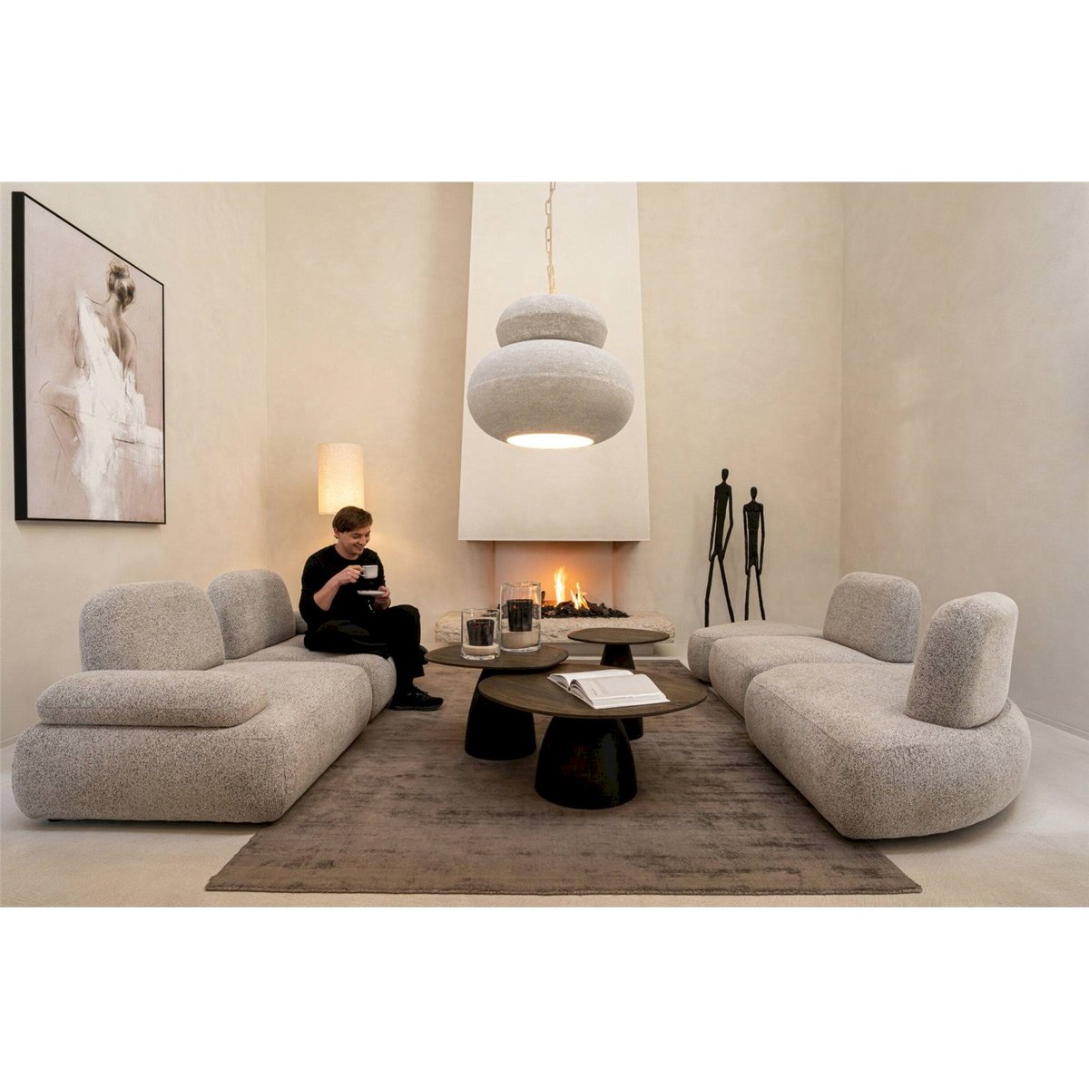 Plafonnier rond en métal blanc, RECOLLECTION