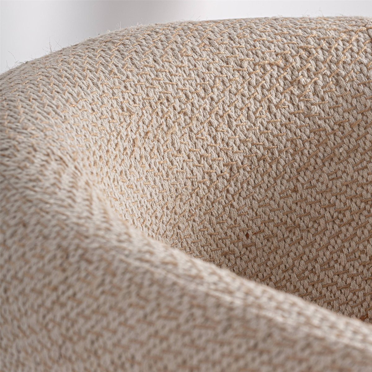 Fauteuil de salon en jute style contemporain blanc cassé naturel et bois clair, RECOLLECTION