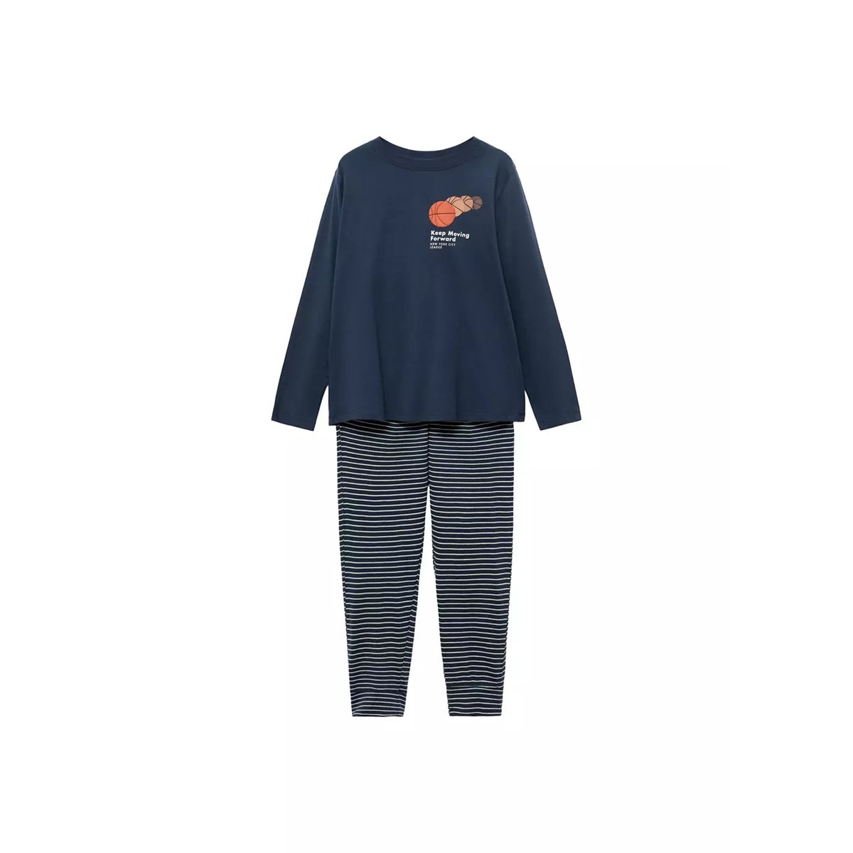 Pyjama long à rayures bleu marine, MANGO KIDS