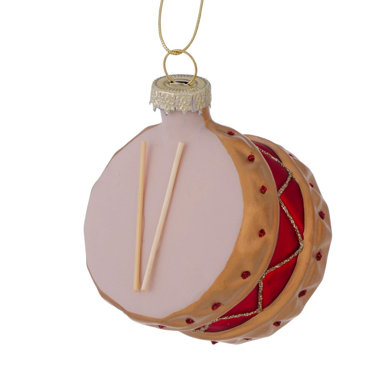 Set de 3 boules de Noël en verre laqué tambours 7x6x5cm multicolore, WADIGA