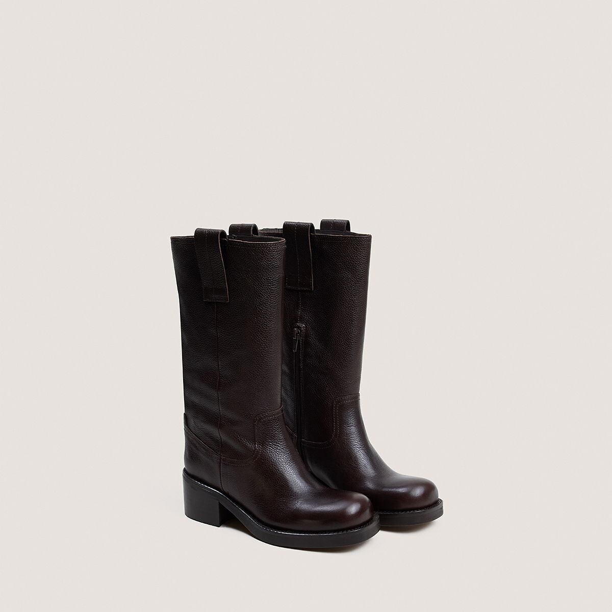 Bichette Leather Mid-Calf Boots brown, JONAK